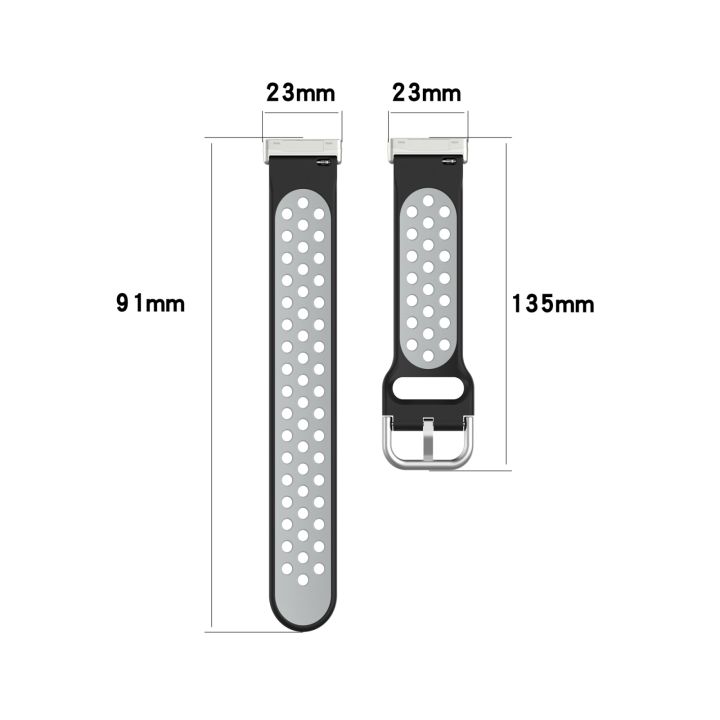 สำหรับ-fitbit-sense-สายนาฬิกาข้อมือซิลิโคนระบายอากาศแบบมีรูพรุนสองสี-แดง-เทา-ขายเอง