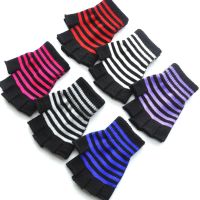 Striped Stripey Unisex One Size Fingerless Gloves Gothic Knitting Fingerless Gloves Winter Warm Elastic Comfortable Gloves