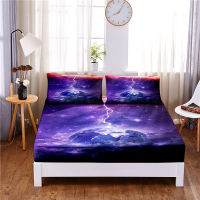 Lightning Digital Printed 3pc Polyester Fitted Sheet Mattress Cover Four Corners with Elastic Band Bed Sheet Pillowcases