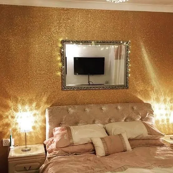 GlamInteriors on Instagram Silver Glitter Wall glitterwall  glitterwallpaper  Glitter wallpaper bedroom Glitter bedroom Beautiful  bedrooms