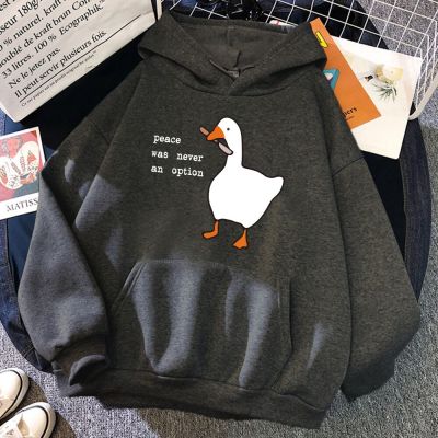 Peace Was Never An Option Goose Printing Mens Long Sleeves Cute Casual Pullover Creativity Pocket Warm Clothes Male Sweatshirts Size Xxs-4Xl