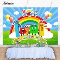 Kabodou Number Blocks Photo Backdrop Birthday Party Decoration Rainbow Photography Background Customizable Banner Props