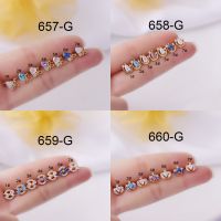 New Spring Crown Gem Ear Cartilage Tragus Helix Piercing Screw Body Jewelry Labret Lip Bar Ring Cubic Zircon