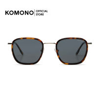 KOMONO Adam Silver Glass Tortoise Wing แว่นกันแดดทรงสี่เหลี่ยม โลหะ สีกระ