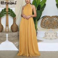 Solid Sleeveless Chiffon Women Jumpsuit And Rompers Backless Sexy Ladies Jumpsuits Party Elegant Jumpsuit Combinaison Femme Ete