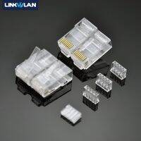 RJ45 CAT6ปลั๊กแบบโมดูลาร์ UTP รวมถึงแถบโหลดพลาสติกแทรกสำหรับการกระจายสายไฟ-ใบมีดสามแฉก