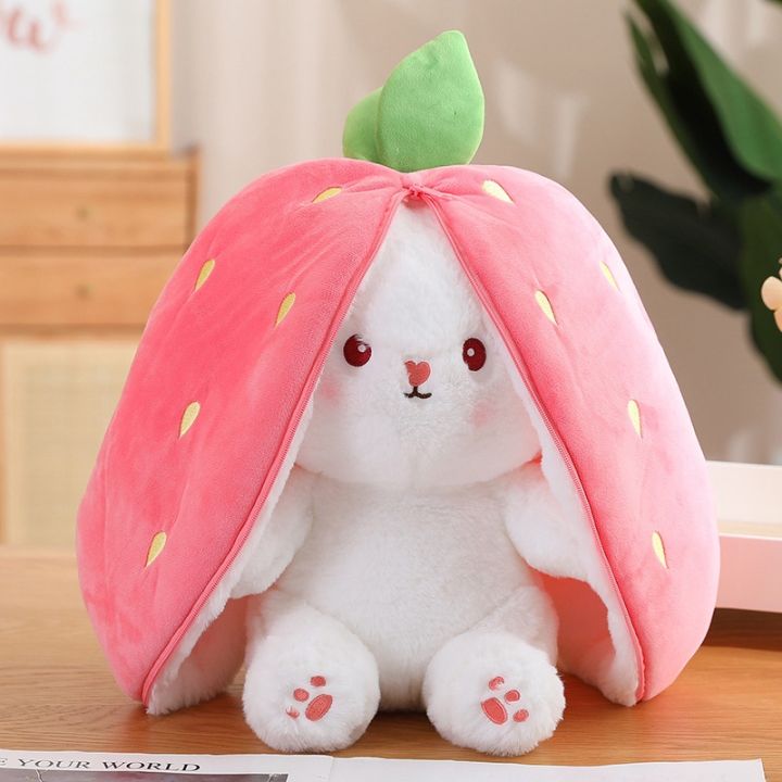ตุ๊กตาหนานุ่มตุ๊กตากระต่ายสตรอเบอร์รี่แปลงร่างน่ารักกระต่ายแครอทกระต่ายตุ๊กตาผลไม้ตัวเล็ก