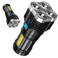 Quad-Core Bright LED Flashlight Powerful Light Rechargeable Super Bright Small Special Forces Outdoor Multi-Functional Spotlight