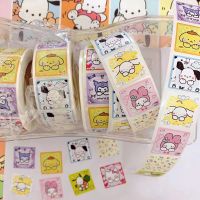 ✔ 500pcs Kawaii Sanrio Roll Sticker Cute My Melody Kuromi Cinnamoroll Girly Heart Seal Sticker Wall Sticker Roll Sticker Toy