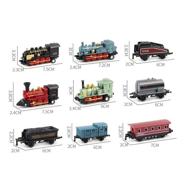 ชุด-kids-toys-รถไฟไอน้ำรถของเล่นรถไฟดึงกลับแบบของเล่นรถโมเดล-diecast-สำหรับเด็ก2ถึง4ปีแบบย้อนยุค