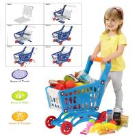 รถเข็นซุปเปอร์มาร์เก็ตคันใหญ่ Shopping cart &amp; food play set  สีสันสวยงาม