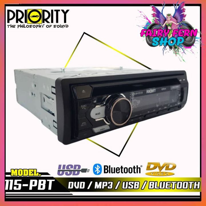 priority-dvd-115pbt-เครื่องเล่น1ดิน-วิทยุติดรถยนต์-พร้อมฟังชั่นเล่นแผ่นdvd-fm-bluetooth-usb-aux-sdcard-กำลังขับ-62-w