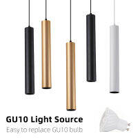 Modern LED Pendant Long Tube Black White Rose Golden Ceiling Replaceable GU10 Island Bar Counte Shop Room Kitchen Fixtures Lamp