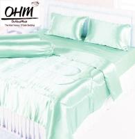 OHM ผ้าปูที่นอน ผ้าเครปซาติน 220 เส้น ขนาด 3.5 ฟุต 3 ชิ้น (สีเขียวอ่อน)