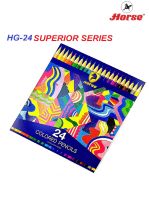 Horse ตราม้า ดินสอสีไม้ยาว 24 สี NEW SUPERIOR SERIES HG-24จำนวน 1 กล่อง