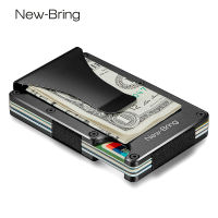 NewBring Metal Mini Money Clip nd Fashion Black White Credit Card ID Holder With RFID Anti-thief Wallet Men