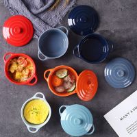 Hot Mini Ceramic Soup Stock Pot With Cover Kids Children Stew Egg Bowl Lid Saucepan Restaurant Home Kichen Used Cooking Pots