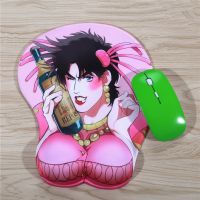 Catxaa แผ่นรองข้อมือ3D Joseph Joestar แผ่นรองเมาส์ผจญภัยแบบแปลกประหลาด Jojo สีชมพูสำหรับแล็ปท็อป PC