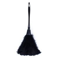 1pc Fashion Turkey Feather Duster with Black Plastic Handle Cleaning Tool 35cm