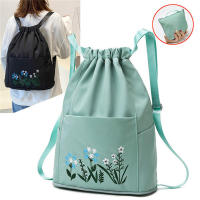 School Backpack Nylon Sports Bag Embroidered Backpack Printed Pattern Backpack Drawstring Storage Backpack