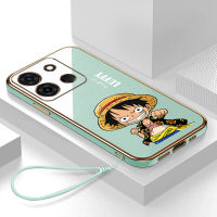 เคส Infinix Smart 7 Case Cartoon Luffy เคสหรูหรา 6D ชุบซิลิโคนอ่อนนุ่มกรอบสี่เหลี่ยม Shiny Bling ฝาหลัง