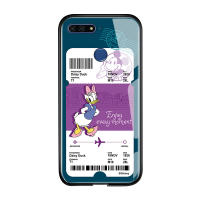 UCUC เคสโทรศัพท์เคสสำหรับ Huawei Y6 2018 Y6 Prime 2018ปลอก Creative การ์ตูนเที่ยวบินตั๋ว Minnie Mouse โดนัลด์เดซี่เป็ด Glossy กระจกเทมเปอร์ฝาหลังปลอก