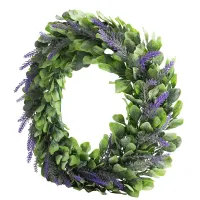 Front Door Wreath 18 Inch Artificial Lavender Wreaths Christmas Wedding Decor Winter Spring Summer Fall Boxwood Outdoor