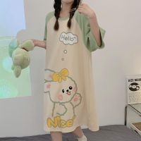 【Ready】? mer pure jamas for women 23 new cute cartoon rabbit ghtgown -length loose mater home clot