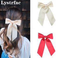 Lystrfac Fashion Retro Ribbon Bow Tie Hair Clips for Women Girls Wide Back Head Top Clip Hairpin  Hairgrips Hair Accessories