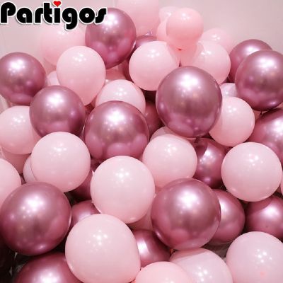 12pcs/lot Pink Latex Balloon Chrome Gold Silver Gold Chrome Metallic Wedding Bridal Shower Theme Party Air Helium Decor Balloons Balloons