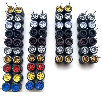 10Sets(for 10 cars) 1/64 Alloy Car 11mm Wheels Tires Fixed Axle for Hot Wheel/Matchbox/Domeka/Tomy 1:64 Car Model