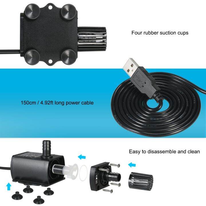 decdeal-usb-dc5v-2-4วัตต์พิเศษที่เงียบสงบมินิbrushlessปั๊มน้ำกันน้ำน้ำพุพิพิธภัณฑ์สัตว์น้ำหมุนเวียน250l-h-lift-200เซนติเมตร