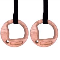 Wooden Gymnastics Rings with Adjustable Buckle Straps Portable Hang Rock Climbing Fingerboard Home Gym Climb Hold Boards