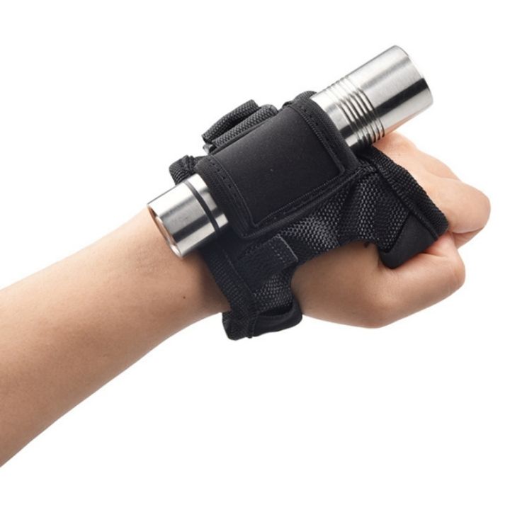 outdoor-underwater-scuba-diving-dive-led-torch-flashlight-holder-soft-neoprene-hand-arm-mount-wrist-strap-glove