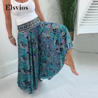 Vintage Ethnic Style Print Bohemia Long Pants Female Casual Wide Leg Sports Trousers Summer Women Fashion Beach Loose Pantskirt