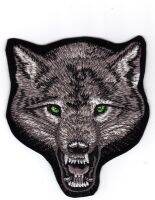 iron on patch Embroidery Wolf dog predator Big size 9x10 cm หมาป่า นักล่า ตัวรีด เย็บติดผ้าประเทศไทย โลโก้ปัก มีกาวสำหรับรีด ตกแต่งเสื้อผ้า