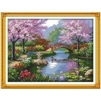 ทิวทัศน์ที่สวยงามของ Park Craft Counted Cross Stitch รูปแบบชุด 11CT พิมพ์บนผ้าใบภาพวาดตกแต่งบ้าน