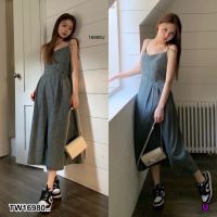 SS16980 เดรสยาว กระโปรงยีนฟอก สม๊อคหลัง Long dress, washed denim skirt, back smock