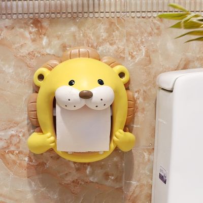 ✷❧❃ Nordic cartoon roll paper tube lion waterproof tissue holder cute toilet bathroom carton storage hanging type free punch CL90205