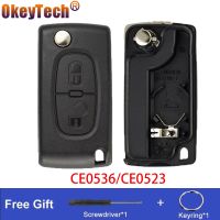 OkeyTech 2 Button For Peugeot 307 3008 5008 807 Flip Floding Key Shell For Citroen C2 C3 C4 C5 C6 C8 Remote Control Car Key Case