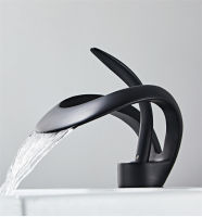 Tuqiu Bathroom Basin Faucet Black Bathroom Faucet ss Creative Grey Sink Mixer Tap Hot &amp; Cold Waterfall Basin Faucet