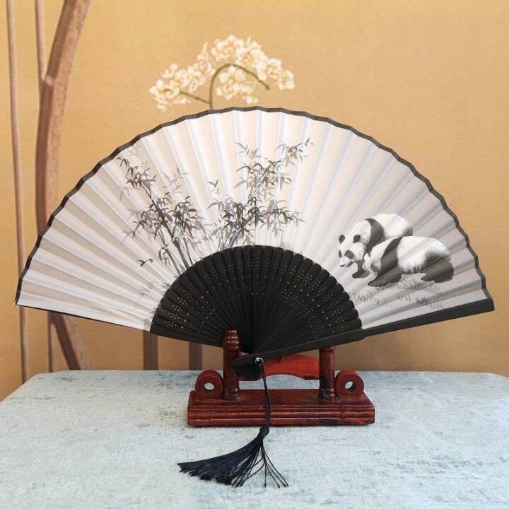 panda-fans-womens-summer-chinese-antique-female-students-jump-dance-fan-fan-sichuan-tourism-memorial-to-send-foreigners