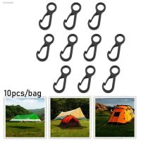 ☇ 10pcs Camping Tent Pack Black Hook Plastic 3.5cm Quick Release Key Rings Spring Clip Mini Carabiner Hook Anti Slip Cord Tightene