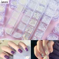 JETANS เคล็ดลับ DIY เครื่องประดับ Rhinestone AB ครึ่งวงกลม-มุกสีขาว3D ตกแต่งศิลปะเล็บอุปกรณ์ทำเล็บ