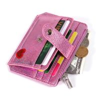 Laser Heart Embroidered ID Credit Card Holder PU Leather Women Thin Wallet Zipper Hasp Coin Bag Money Clip Portable Small Purse Card Holders