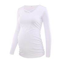 Pack of 3 Pcs Mama T-Shirt Maternity Clothes Womens Long Sleeve Side Ruched Pregnancy Tops Comfy Tunic Casual Tops Tee