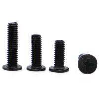 20/50pcs CM M2 M2.5 M3 M4 Black Carbon Steel Cross Phillips Ultra Thin Flat Wafer Head Bolt Laptop Screws Fasteners