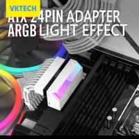 [Vktech] 24Pin ATX ถึง90องศาขั้วต่อสายเคเบิลไฟฟ้าชิ้นส่วนคอมพิวเตอร์อะแดปเตอร์ตัวเชื่อมต่อพาวเวอร์ซัพพลาย5V 3-Pin การติดตั้ง ArBB แบบ DIY