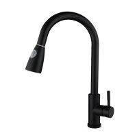 1 Pcs Black Pull Out Kitchen Sink Deck Mounted Stream Sprayer Bathroom Kitchen Hot Cold Faucet With 2 Function Bubbler Aerator