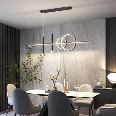 [COD] Restaurant chandelier light luxury modern minimalist dining room bar Taipei European strip creative design sense